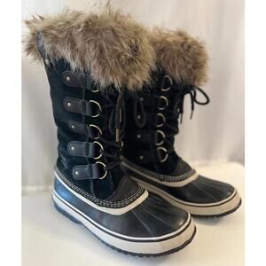 Sorel Joan of Arctic Winter Boots with Faux Fur Trim Black/Clay Women’s Size 11
